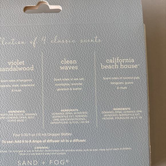 Sand + Fog Diffuser Oils CA Beach House Clean Waves Vanilla Musk Sandalwood etc - Picture 5 of 5